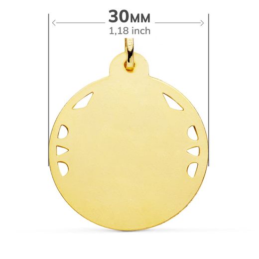 18K Medalla Oro Amarillo Virgen Del Carmen Calada Helice 30 Mm