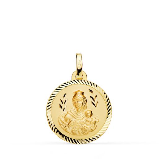 18K Medalla Oro Amarillo Virgen Del Carmen Helice 18 Mm