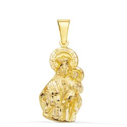 18K Medalla Oro Amarillo Virgen Del Carmen Silueta 28X14 Mm