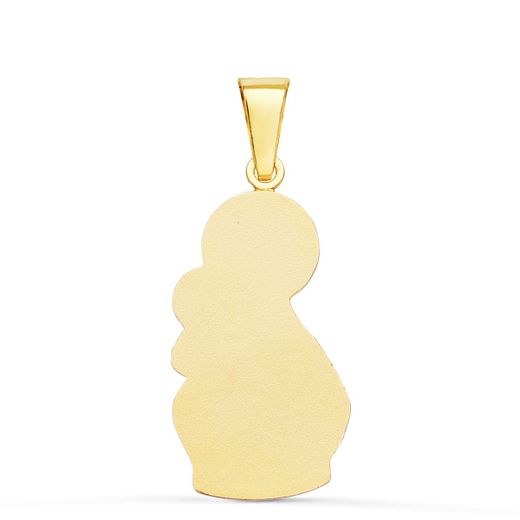 18K Medalla Oro Amarillo Virgen Del Carmen Silueta 28X14 Mm