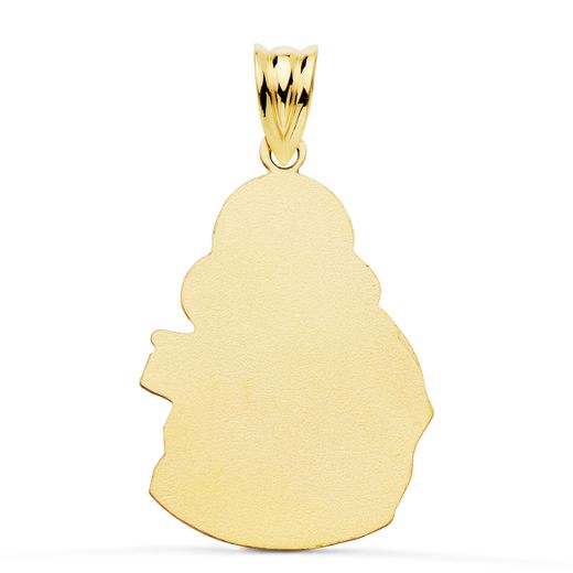 18K Medalla Oro Amarillo Virgen Del Carmen Silueta Tallada 24X19 Mm