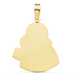 18K Medalla Oro Amarillo Virgen Del Carmen Silueta Tallada 25X23 Mm