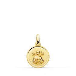 18K Medalla Oro Amarillo Virgen Del Perpetuo Socorro Bisel 12 Mm