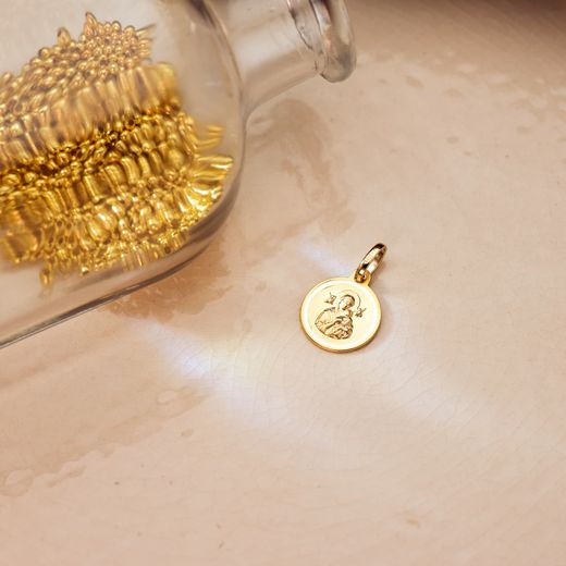 18K Medalla Oro Amarillo Virgen Del Perpetuo Socorro Bisel 12 Mm