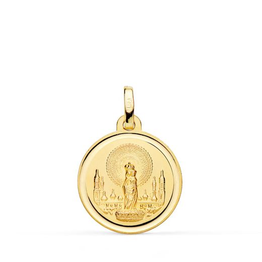18K Medalla Oro Amarillo Virgen Del Pilar 18 Mm