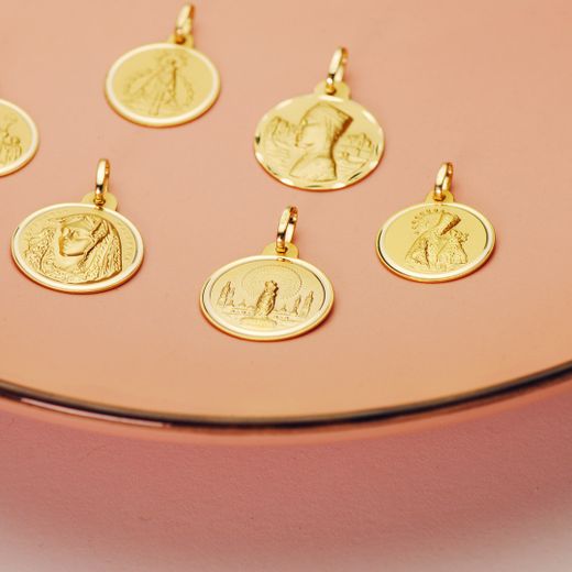 18K Medalla Oro Amarillo Virgen Del Pilar 18 Mm