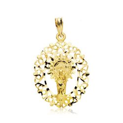 18K Medalla Oro Amarillo Virgen Del Pilar Orla 28X21 Mm