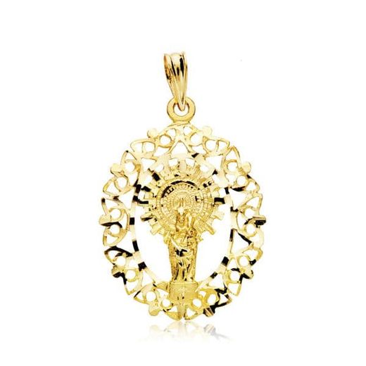 18K Medalla Oro Amarillo Virgen Del Pilar Orla 28X21 Mm