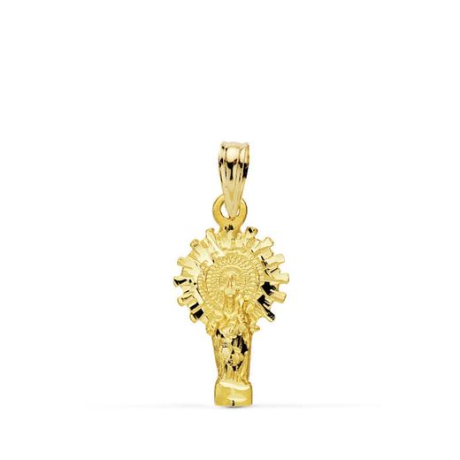 18K Medalla Oro Amarillo Virgen Del Pilar Silueta 21X11 Mm
