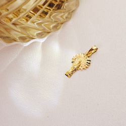 18K Medalla Oro Amarillo Virgen Del Pilar Silueta 21X11 Mm