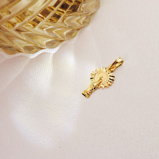 18K Medalla Oro Amarillo Virgen Del Pilar Silueta 21X11 Mm
