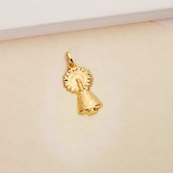 18K Medalla Oro Amarillo Virgen Del Pilar Silueta Tallada 26 Mm