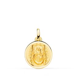 18K Medalla Oro Amarillo Virgen Del Pino Trono Bisel 18 Mm