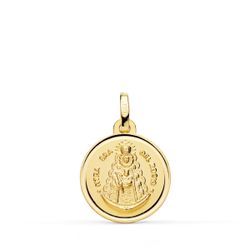 18K Medalla Oro Amarillo Virgen Del Rocio Bisel 16 Mm