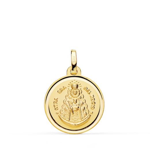 18K Medalla Oro Amarillo Virgen Del Rocio Bisel 18 Mm