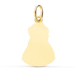 18K Medalla Oro Amarillo Virgen Del Rocio Pastora Tallada 28X18 Mm