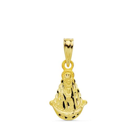 18K Medalla Oro Amarillo Virgen Del Rocio Silueta 15X10 Mm