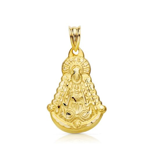 18K Medalla Oro Amarillo Virgen Del Rocio Silueta 25X20 Mm