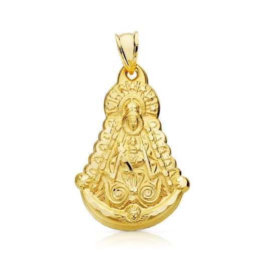 18K Medalla Oro Amarillo Virgen Del Rocio Silueta 30X20 Mm