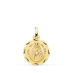 18K Medalla Oro Amarillo Virgen Del Rocio Tallada 16 Mm