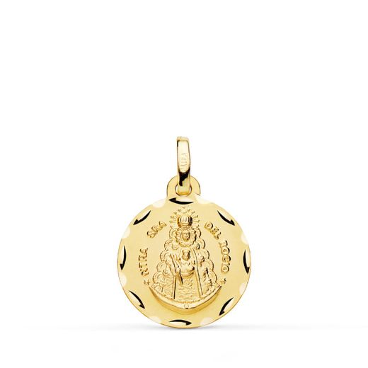 18K Medalla Oro Amarillo Virgen Del Rocio Tallada 16 Mm
