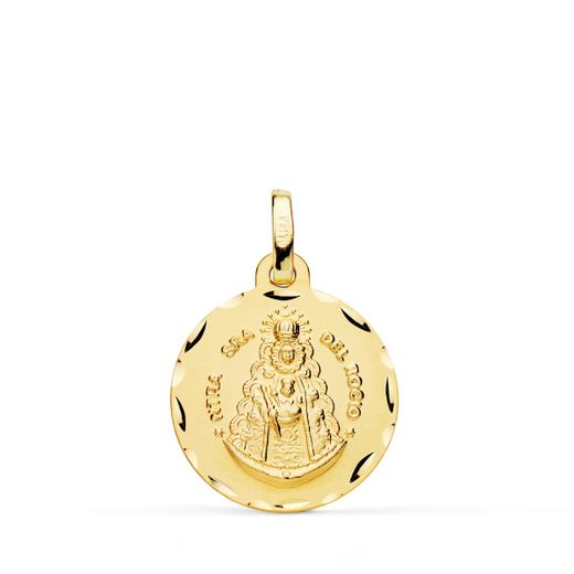 18K Medalla Oro Amarillo Virgen Del Rocio Tallada 18 Mm
