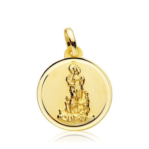 18K Medalla Oro Amarillo Virgen Del Saliente 18 Mm