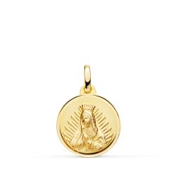 18K Medalla Oro Amarillo Virgen Guadalupe Bisel 16 Mm
