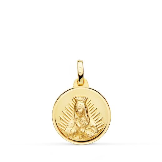 18K Medalla Oro Amarillo Virgen Guadalupe Bisel 16 Mm