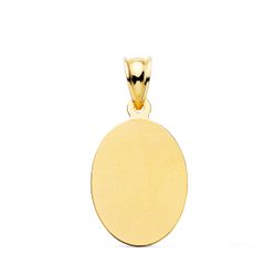 18K Medalla Oro Amarillo Virgen Guadalupe Oval En Brillo. 21 X 15 Mm