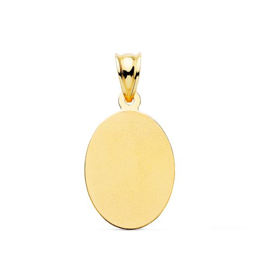 18K Medalla Oro Amarillo Virgen Guadalupe Oval En Brillo. 21 X 15 Mm