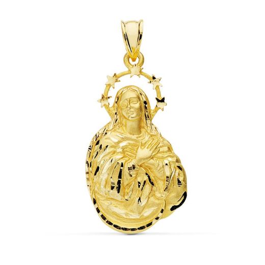 18K Medalla Oro Amarillo Virgen Inmaculada 35X19 Mm 7.20 Gr
