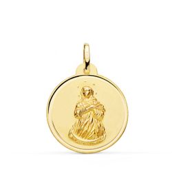 18K Medalla Oro Amarillo Virgen Inmaculada Bisel 22 Mm