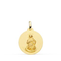 18K Medalla Oro Amarillo Virgen Inmaculada Matizada Lisa 18 Mm