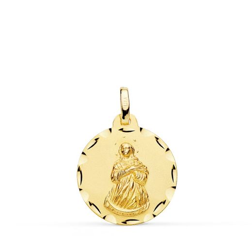 18K Medalla Oro Amarillo Virgen Inmaculada Tallada 18 Mm