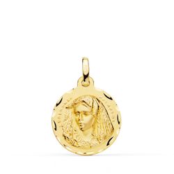 18K Medalla Oro Amarillo Virgen Macarena 18 Mm Tallada