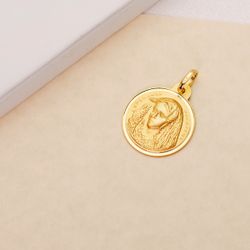 18K Medalla Oro Amarillo Virgen Macarena Bisel 20 Mm