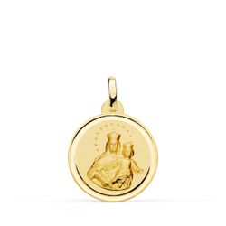 18K Medalla Oro Amarillo Virgen Maria Auxiliadora Bisel 18 Mm
