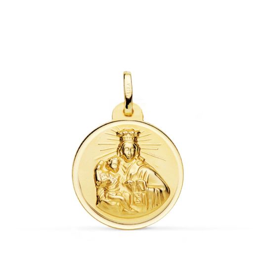 18K Medalla Oro Amarillo Virgen Maria Del Carmen 24 Mm