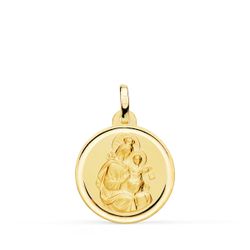 18K Medalla Oro Amarillo Virgen Maria Del Carmen Bisel 18 Mm