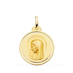 18K Medalla Oro Amarillo Virgen Maria ( Regina Caelorum ) Bisel 22 Mm