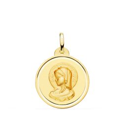 18K Medalla Oro Amarillo Virgen Maria ( Virgo Virginium ) Bisel 20 Mm