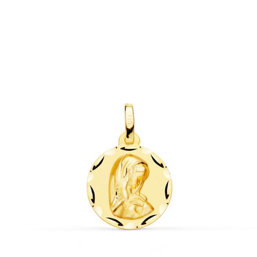 18K Medalla Oro Amarillo Virgen Niña 14 Mm