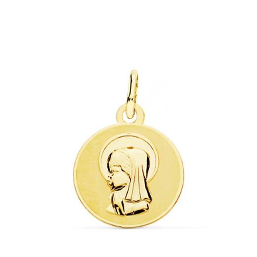 18K Medalla Oro Amarillo Virgen Niña 14 Mm
