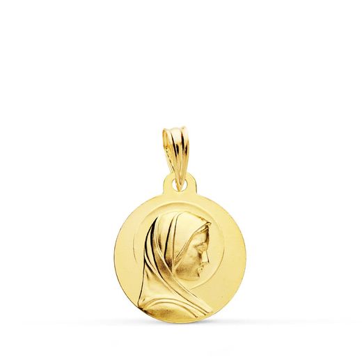 18K Medalla Oro Amarillo Virgen Niña 16 Mm
