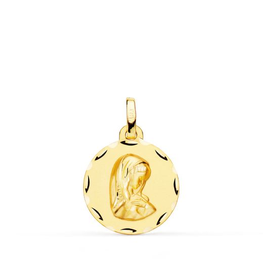 18K Medalla Oro Amarillo Virgen Niña 16 Mm