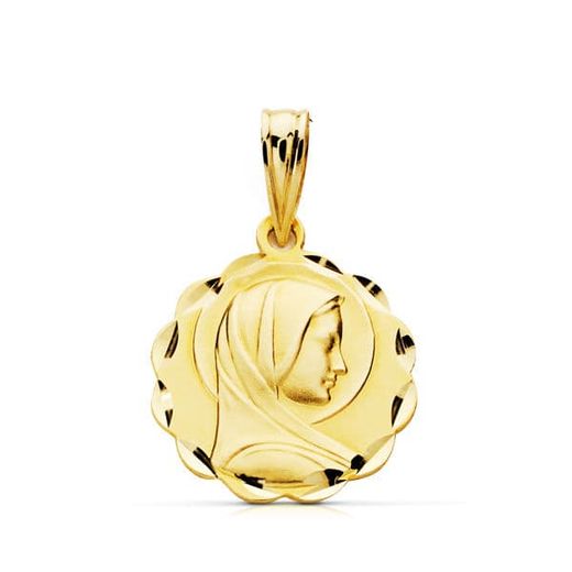 18K Medalla Oro Amarillo Virgen Niña 16X14 Mm