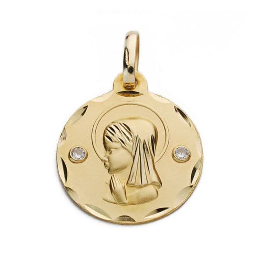18K Medalla Oro Amarillo Virgen Niña 18 Mm