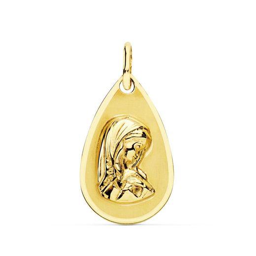 18K Medalla Oro Amarillo Virgen Niña 19X11 Mm