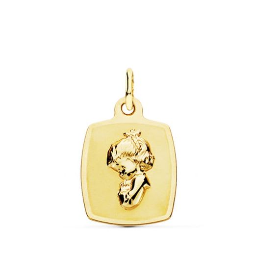 18K Medalla Oro Amarillo Virgen Niña 19X13 Mm